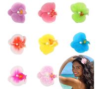 Wanciler 8Pcs Artificial Tropical Flower Hair Clips Hawaiian Beach Boho Hairpins Seaside Holiday Wedding Party Flower Hair Accessories for Women Girls