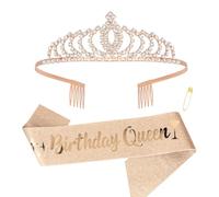 Wanciler Birthday Queen Sash and Crown Crystal Headbands for Women