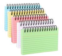 Wanciler Flash Cards 250 Sheets Coloured Spiral Bound Lined Index Cards Revision Record Cards Cue Cards Note Taking Paper for Office School Home Meeting (5x3 in)