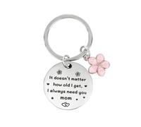 Wanciler Mom Keychain with Pink Flower Charm, It Doesn't Matter How Old I Get I Always Need You Mom Keyring, Mothers Day Gift Keychain for Mom from Daughter Son, Birthday Gift Keyring for Mum