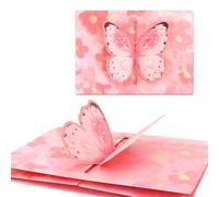 Wanciler Mothers Day Card 3D Butterfly Design Pop up Greeting Card for Mum from Daughter Son Mothers Day Gifts for Mother Women Wife Pink
