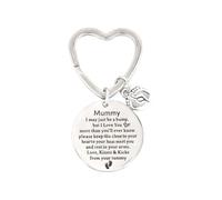 Wanciler Mummy Keychain from Bump - Love, Kisses & Kicks from Your Tummy Baby Feet Charm Keyring, Pregnancy Gift for Expecting Mom, Maternity Gift from Unborn Baby