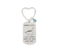 Wanciler Mummysaurus Keychain - More Rawr-some Dinosaur Keyring, Funny Mom Gift from Kids, Mother's Day Birthday Present with Blue Crystal Charm