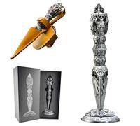 Wand dice Magic from Unique Dice 7-in-1 Zinc Set with Leather Bag Metal Skull Demon Design for Dungeons and Dragons (Silver Color)