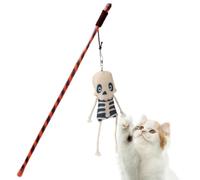 Wand Toys for Cats Halloween Kitten Feathers and Bell Teaser Stick Game
