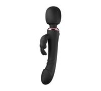 Wand Vibrator - Curvy Triple Pleasure Rabbit Magic Wand Vibrator - Rechargeable Massage Wand Sex - Waterproof and Powerful Sex Wand - 2 Motors with 10 Modes - Vibrator for Women and Couples (Black)