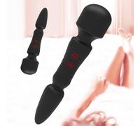 Wand Vibrator Massager for Women & Men - Dual Ended 14 Vibration Modes Magic Wand with G-Spot & Anal Flexible Tail, Waterproof Rechargeable Silicone Sex Toy for Couples - Wand Pleasure