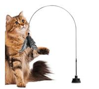 Wand with Cat Feathers - Interactive Teaser Toy 100 cm | Steel Wire Play Wand Bell Attack Indestructible Animal Supplies for Indoor and Outdoor Cats Cats