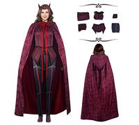 Wanda Maximoff Costume, Wanda Costume Adult Women, Scarlet Witch Costume Halloween Costume Suit With Wanda Cloak Headpiece Halloween Party Props, S