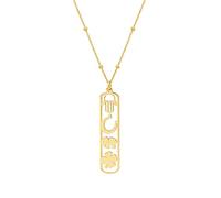WANDA PLATA Pendant Necklace Lucky 925 Sterling Silver Gold-Plated Gold Chain for Women with Hand of Fatima, Horseshoe, Elephant and Clover, with Adjustable Chain 45 cm - 50 cm, Sterling Silver