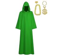 Wandamaga Adult Men Shadow Wizard Money Gang Costume Robe Cape Red/purple/green, Green, XXL
