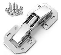Wandefol 8pcs Kitchen Cabinet Door Hydraulic Hinge Damper Buffer 90 Degrees No Slot Required Soft-Close Stainless Steel Hinge
