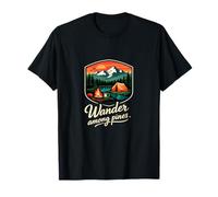 Wander Among Pines Camping Mountain Badge T-Shirt