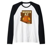 Wander Arizona Desert Shirt State Map Coordinates Sunset AZ Raglan Baseball Tee