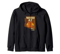 Wander Arizona Desert Shirt State Map Coordinates Sunset AZ Zip Hoodie