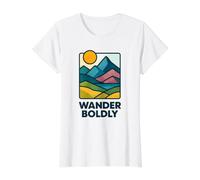 Wander Boldly Perfect for Explorers and Free Spirits Value Graphic T-Shirt, Women, White, L