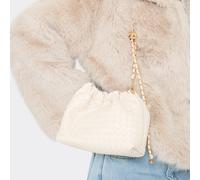 Wander Chain Strap Cross Body Bag In White Woven Faux Leather, Women's Size UK 0