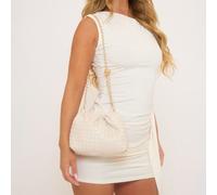 Wander Chain Strap Cross Body Bag In White Woven Faux Leather, Women's Size UK One Size