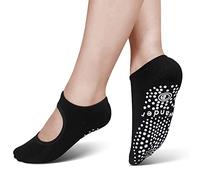 Wander G womens Yoga Socks Non Slip Skid Socks With Grips Pilates Ballet Barre Socks For women's shoe size (4-7.5) 1 Pair-black