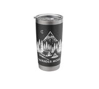 Wander More Camping Mountains Forest Campfire Camper Camp Stainless Steel Insulated Tumbler