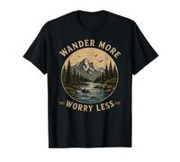 Wander More Worry Less Vintage Mountain Nature Outdoor T-Shirt