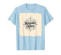 Wander Often: Adventurous Compass Design for Travelers T-Shirt, Men, Baby Blue, 3XL