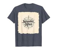 Wander Often: Adventurous Compass Design for Travelers T-Shirt, Men, Heather Blue, 3XL