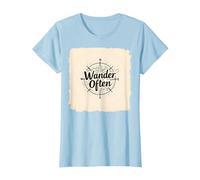Wander Often: Adventurous Compass Design for Travelers T-Shirt, Women, Baby Blue, 3XL