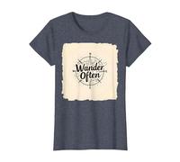 Wander Often: Adventurous Compass Design for Travelers T-Shirt, Women, Heather Blue, 3XL