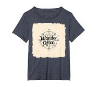 Wander Often: Adventurous Compass Design for Travelers T-Shirt, Women's Plus, Heather Blue, 3X