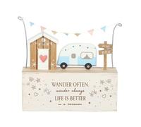 Wander Often Beach Hut Caravan Wooden Ornament - Inspiring Quote - Charming Design - Perfect for Wanderlust Souls - Wooden Craftsmanship - Versatile Display