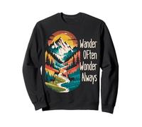Wander Often Wonder Always Mountain Lover Nature Camp Hiking Sweatshirt