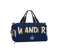 Wander Script Word Duffel Bag with Shoe Compartment-Sports Gym Weekender for Men Women, Waterproof Travel Tote with Wet Pocket for Dirty Shoes