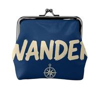 Wander Script Word Leather Coin Purse for Women-Small Kiss Lock Wallet, Mini Card Holder for Keys Lipstick, Cute Change Purse for Travel