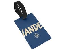 Wander Script Word Luggage Tags for Suitcases - Durable PVC ID Tags with Detachable Straps for Travel, Backpack, Golf Bag, Anti-Loss