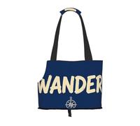 Wander Script Word Pet Carrier Bag-Foldable Travel Tote For Small Dogs Cats, Portable Soft Sided Pet Crate With Seatbelt For Cat Puppy