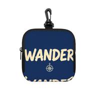 Wander Script Word Small Zip Pouch-Waterproof Neoprene Storage Bag for Earbuds, Keychain Clip Case for Coins Cards USB, Travel Organiser