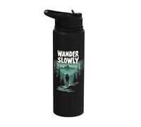 Wander Slowly Calm Outdoors Nature Therapy Hiking Hiker Stainless Steel Insulated Water Bottle
