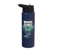 Wander Slowly Calm Outdoors Nature Therapy Hiking Hiker Stainless Steel Insulated Water Bottle