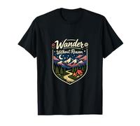 Wander Without Reason Camping Mountain Badge Art T-Shirt