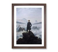 Wanderer Above The Sea Of Fog Vol.2 By Caspar David Friedrich Classic Painting Framed Print | A4 Walnut Framed Wall Art | Ready to Hang | Classic Nautical Picture | Living Room Bedroom Lounge Office