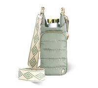 WanderFull® Original HydroBag®, Fits Up to 32 oz Water Bottle Holder with Strap, Hands-Free Crossbody, Water Bottle Carrier Bag with Phone Pocket - Sage Green w/Patterned Strap