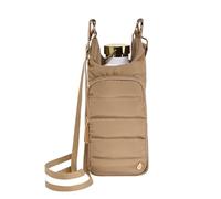 WanderFull® Original HydroBag® Fits Up to 32 oz Water Bottle Holder with Strap - Hands-Free Crossbody Water Bottle Carrier Bag with Phone Pocket - Khaki HydroBag with Striped Strap, Khaki, Standard