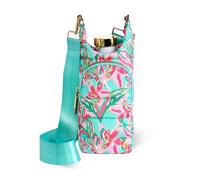 WanderFull® Original HydroBag®, Fits Up to 32 oz Water Bottle Holder with Strap, Hands-Free Crossbody, Water Bottle Carrier Bag with Phone Pocket - Aqua Multicolor Print