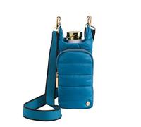 WanderFull® Original HydroBag®, Fits Up to 32 oz Water Bottle Holder with Strap, Hands-Free Crossbody, Water Bottle Carrier Bag with Phone Pocket - Teal Matte w/Striped Strap