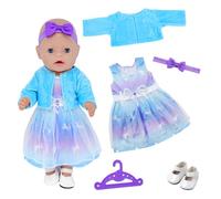 WanderGo Baby Doll Clothes for 35-43 cm Dolls, 5-Piece Outfit Including Dresses, Jackets, Shoes, Hairband, Clothes Hanger Dreamy styleDoll Clothes for 14-18 inch dolls (doll not included)