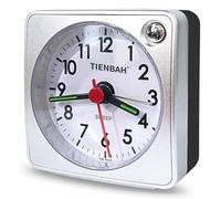 WanderGo Bedside Alarm Clock, Mini Travel Alarm Clocks Bedside with Snooze and Nightlight Silent Analog Quartz Clock Battery Powered Quiet Non Ticking Clocks for Bedroom Traveling(Sliver)