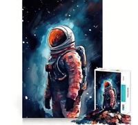 Wandering Astronaut Jigsaw Puzzle 1000 Pieces Mental Focus Game Precision Cut Smooth Edges Absorbing Activity for Quiet Nights (50x75cm)