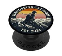 Wandering Cat Mom Badge Est 2024 PopSockets Adhesive PopGrip