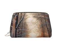 Wandering in The Winter Light Leather Makeup Bag, Large-Capacity Travel Storage Bag, Dual-Purpose Toiletries and Makeup Bag